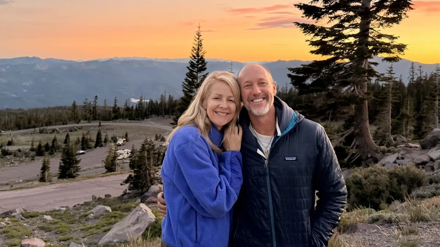 Stephanie Clair and Grant Pecoff together in the mountains